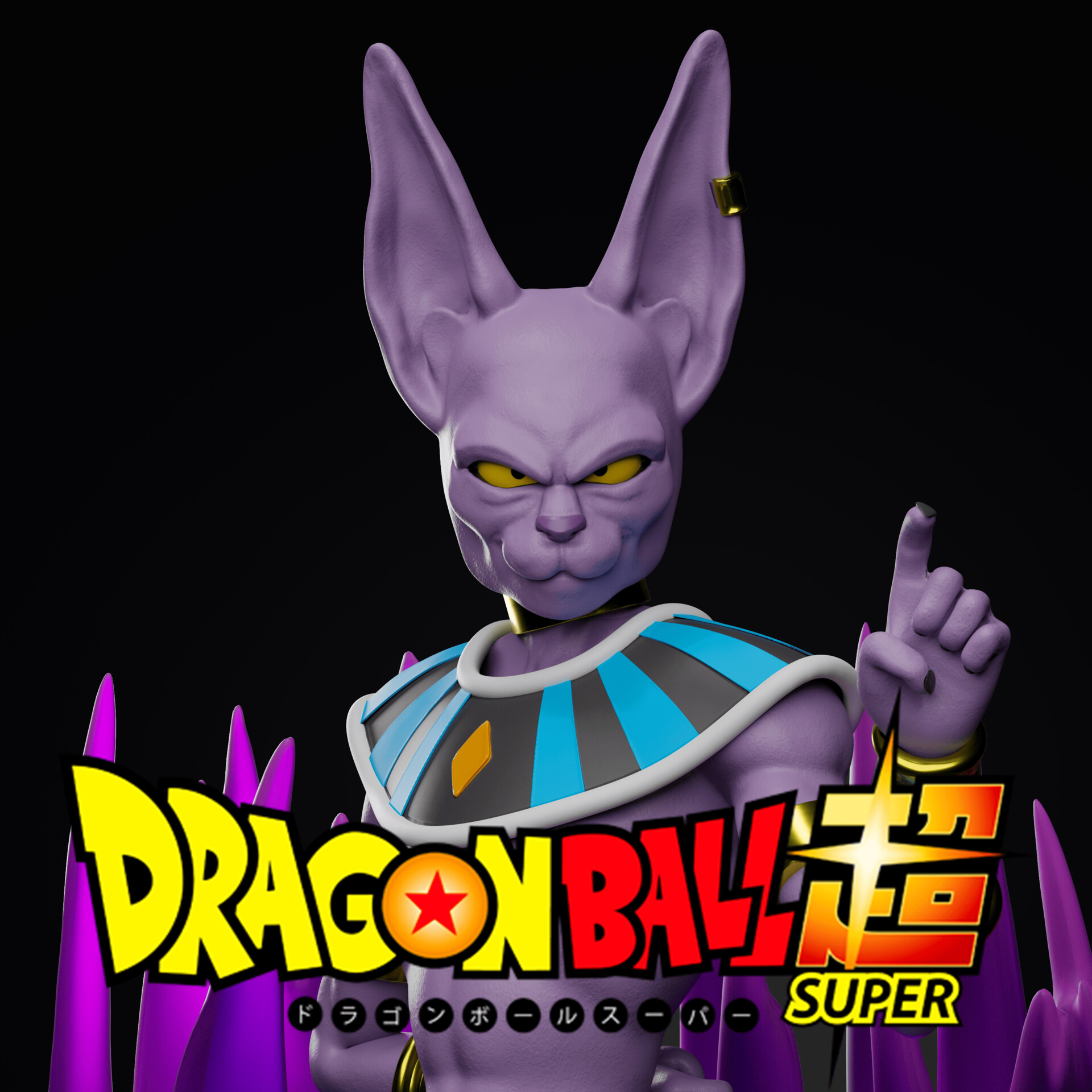 ArtStation 3d Statue of Lord Beerus from Dragon Ball Super