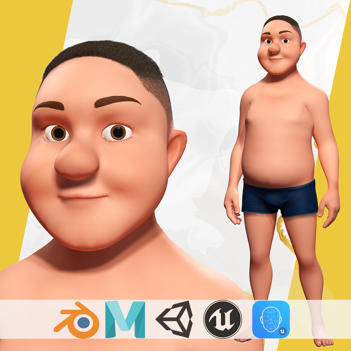 ArtStation - IX Plus-Size Man Model - Fat BOy stylized Male cartoon