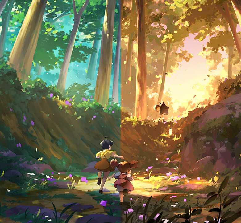 ArtStation - Totoro fan art, Forest Illustration