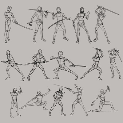 ArtStation - Swordsman Figure Sketches