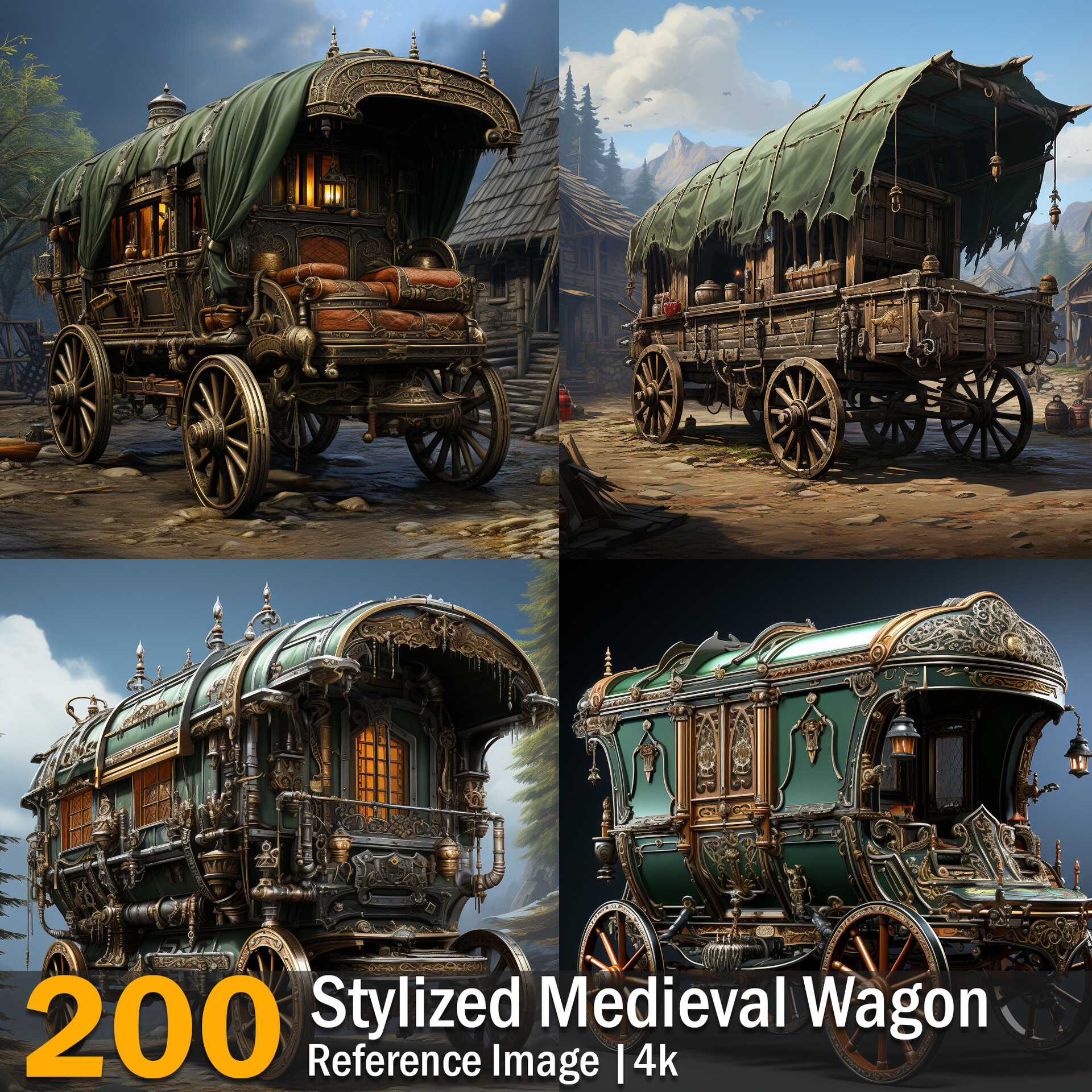 ArtStation - Stylized Medieval Wagon | Reference Images | 4K