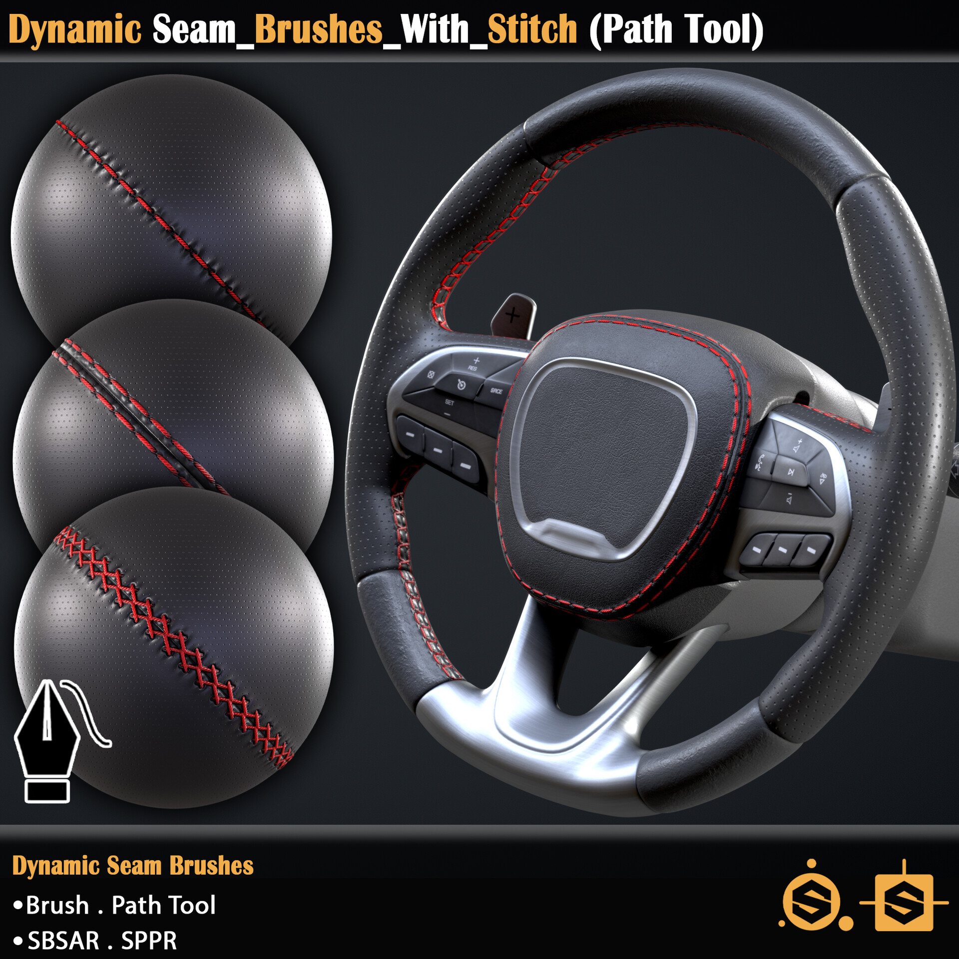 ArtStation - Dynamic Seam_Brushes_With_Stitch (Path Tool)