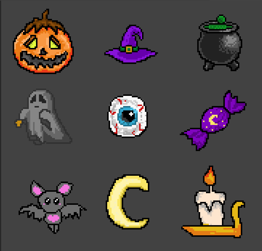 ArtStation - Pixel Art Icons (Halloween)