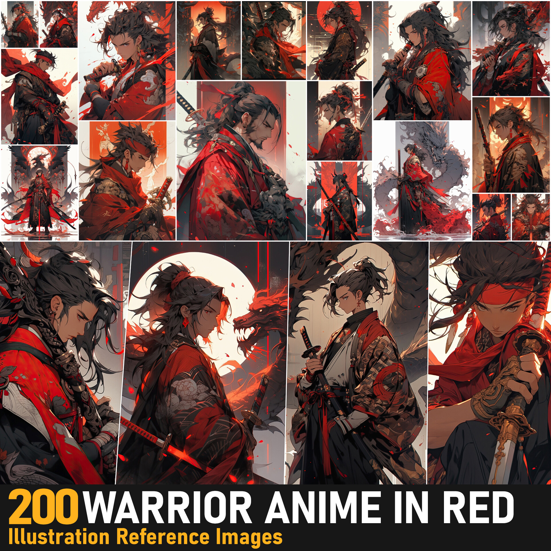 ArtStation - Warrior Anime In Red VOL.47|4K Reference Images