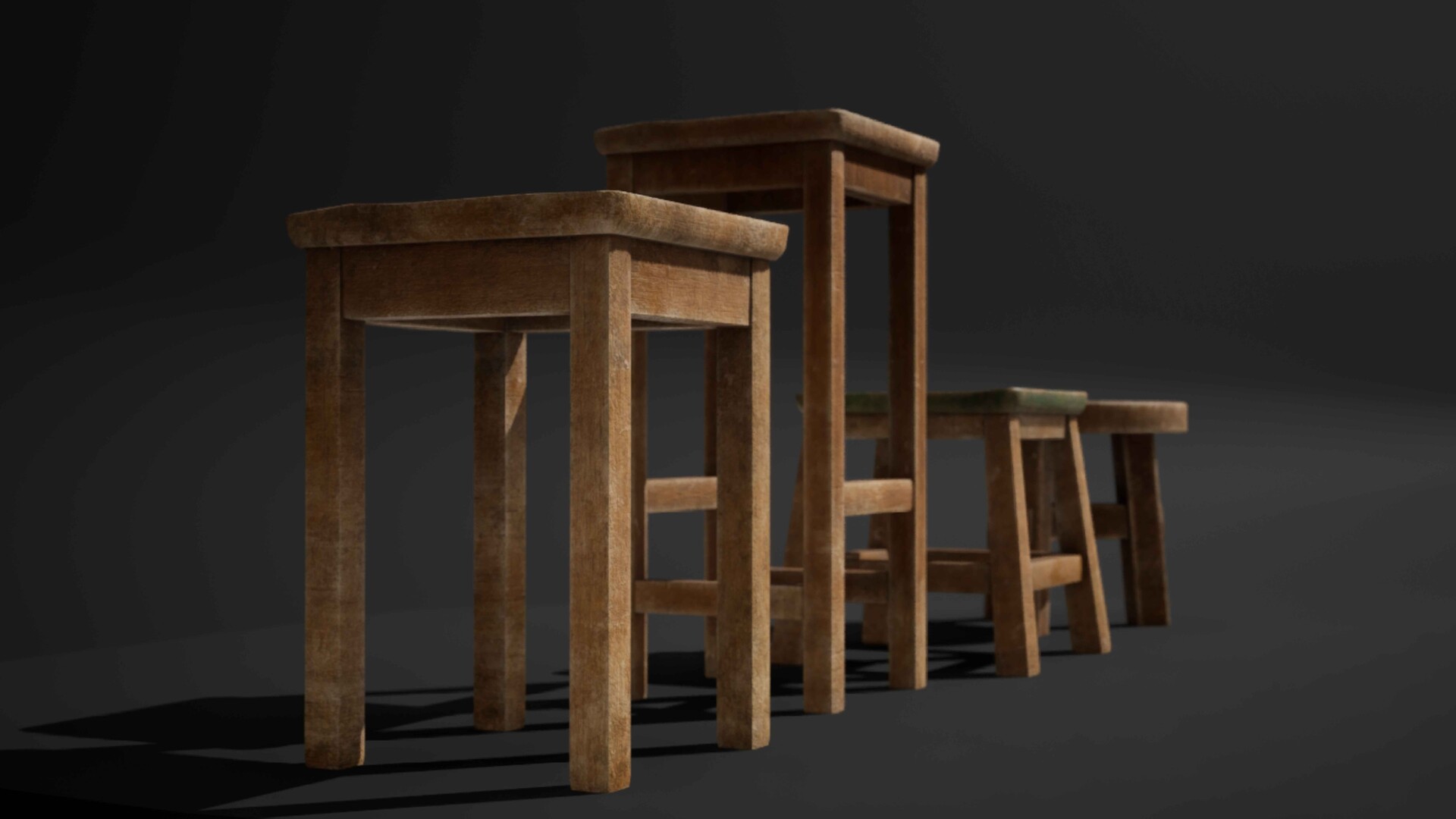 ArtStation Used Wooden Stools pack