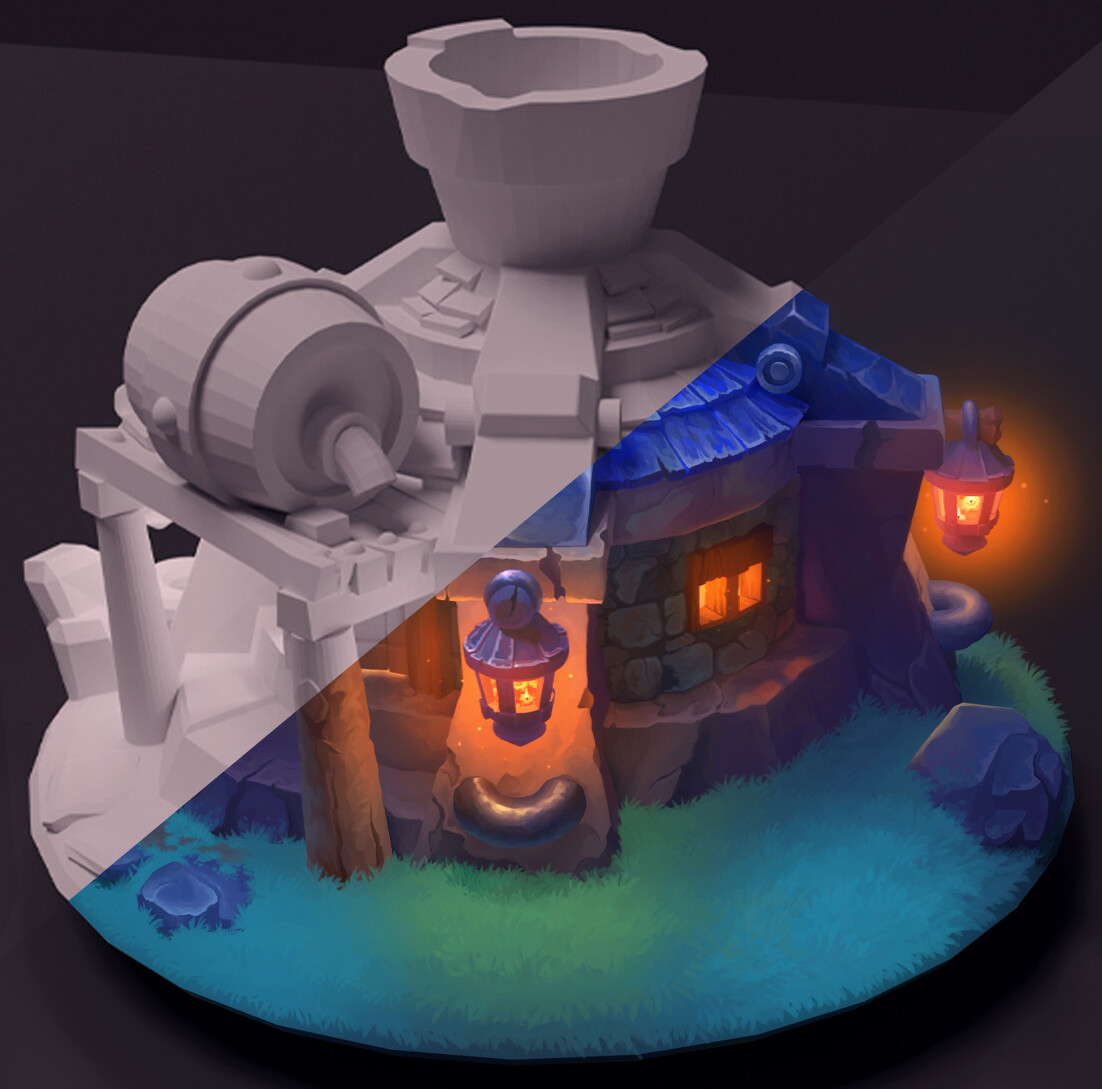 ArtStation - Домик гнома 3D+2D