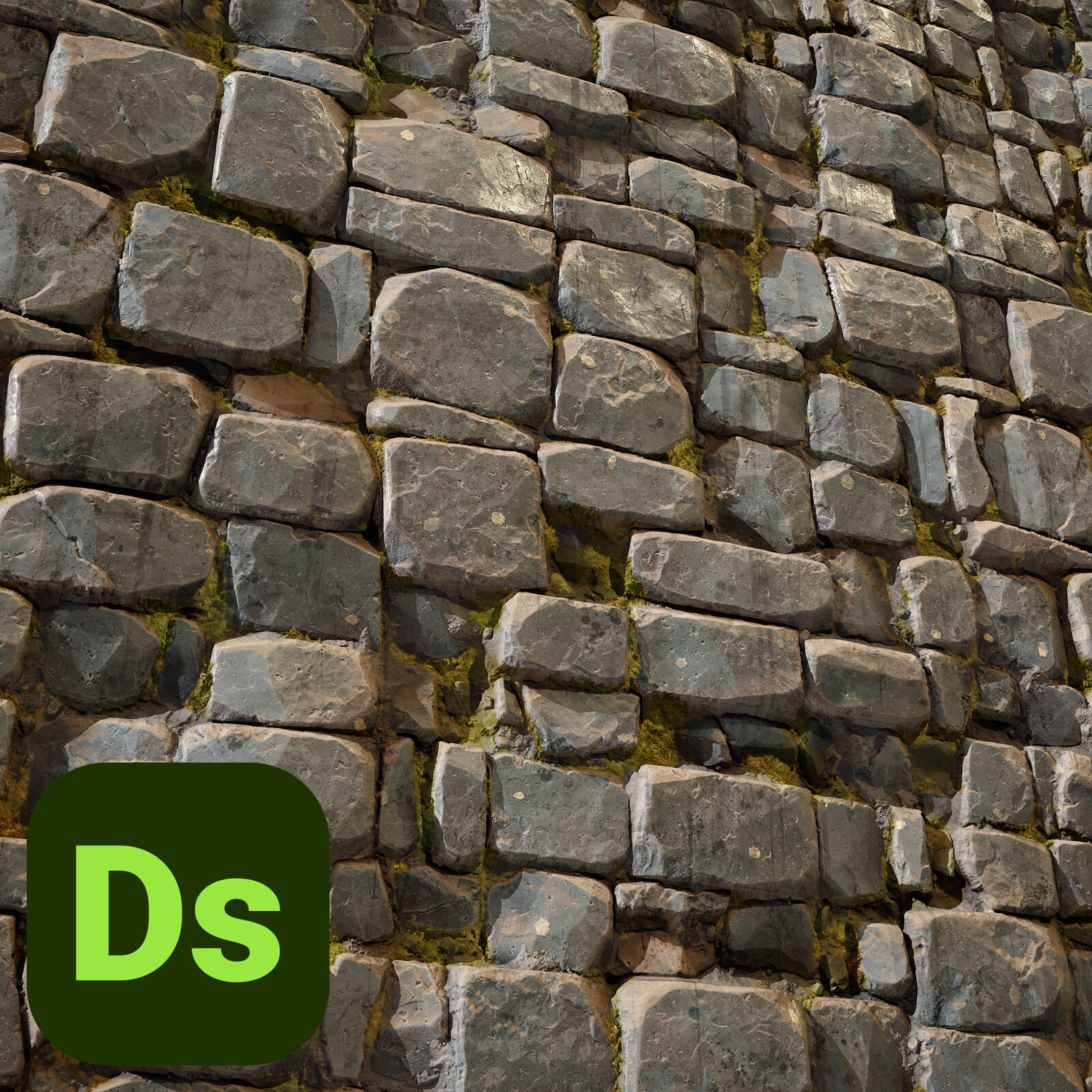 Mossy stone wall (100% substance designer)（材质）