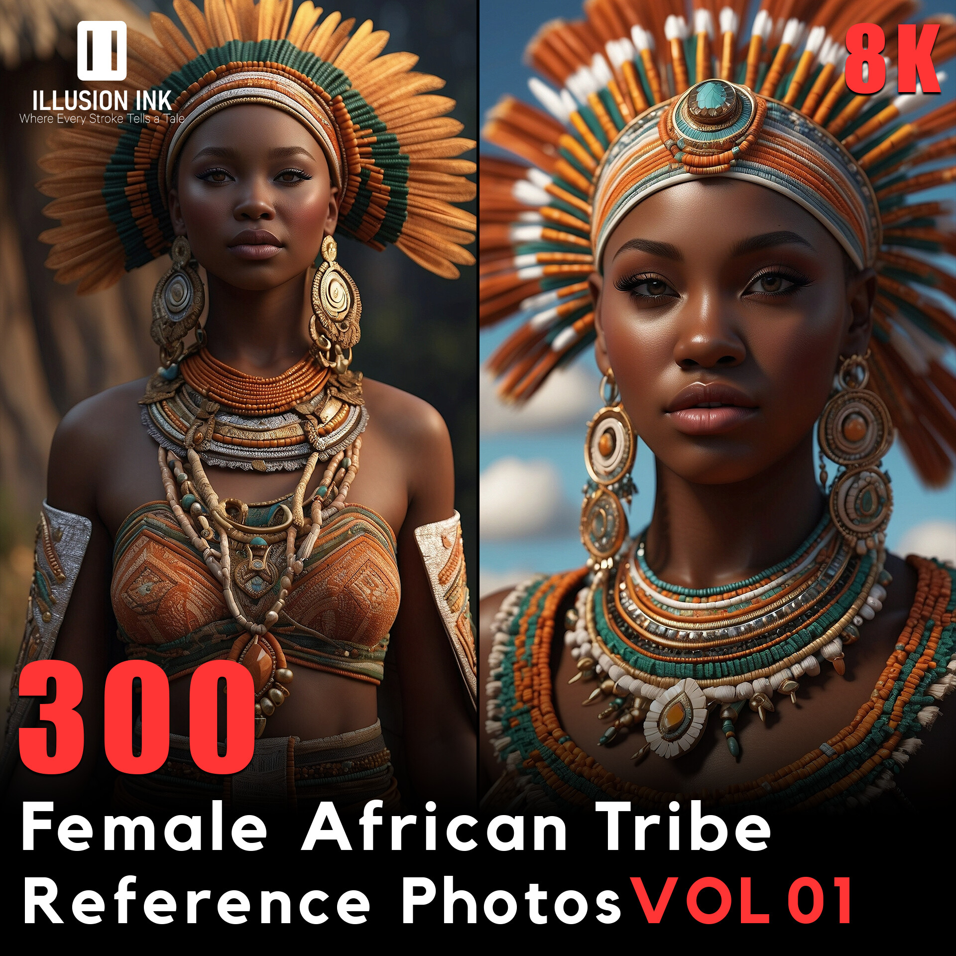 ArtStation - 300 Female African Tribe - V01 | 8K