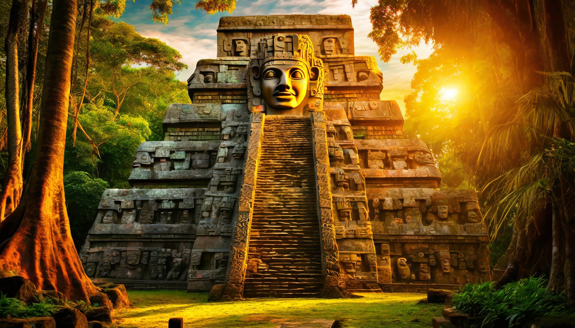 ArtStation - Mayan Temple- concept art created with Adobe Firefly.