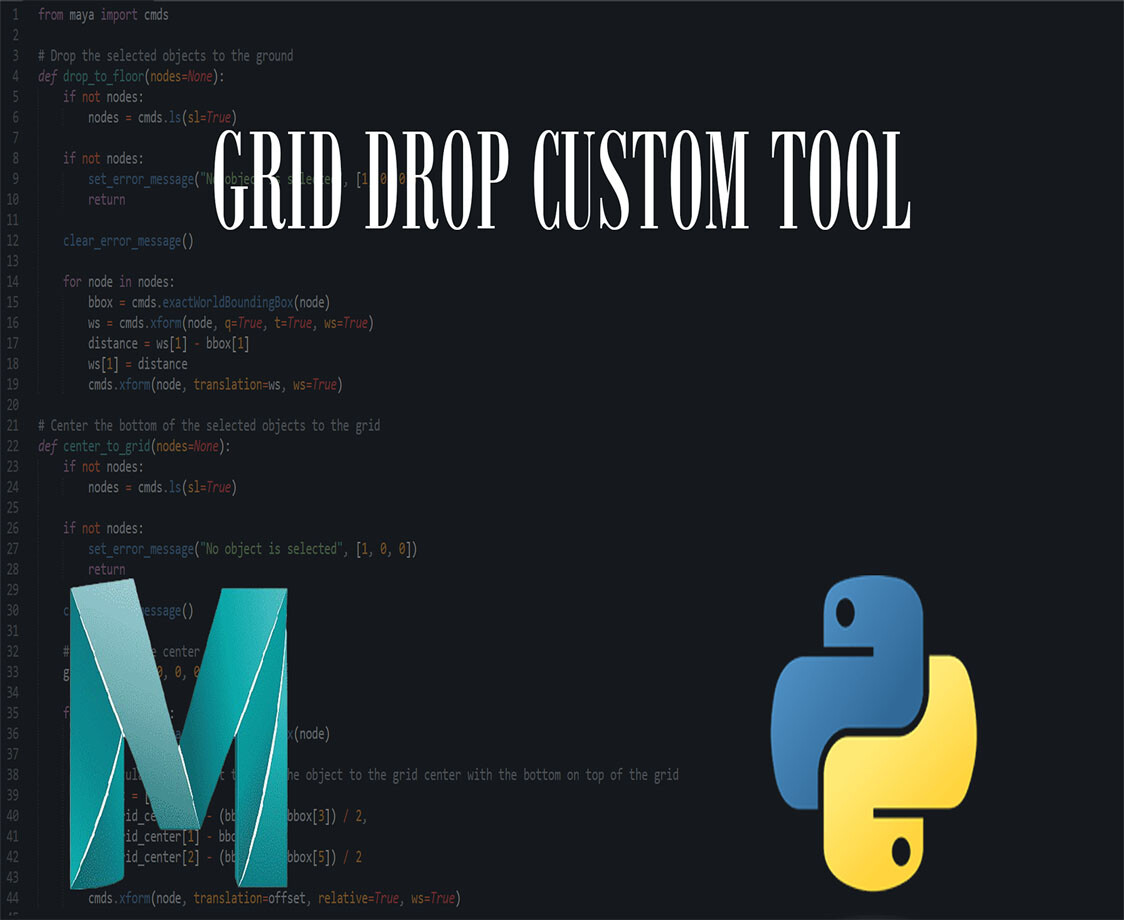 ArtStation - Grid Drop Custom Tool for Maya - Python Script