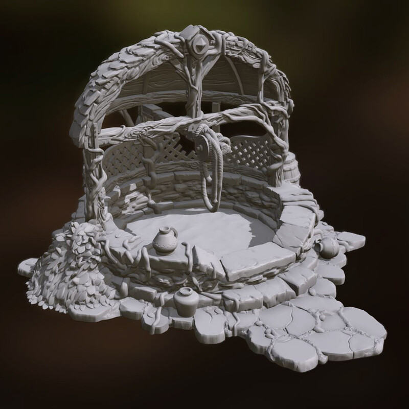 Fantasy Well - 3D Printable Mini for Tabletop Games