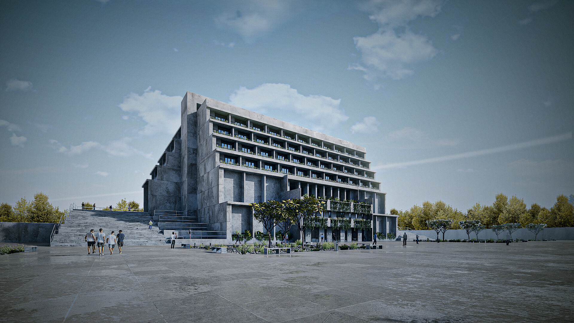 ArtStation - BRUTALISM HOTEL BUILDING