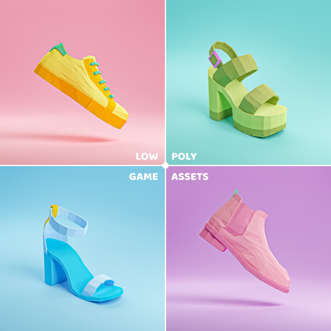 ArtStation - Low Poly Shoes - NFT Game Assets