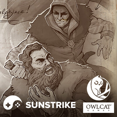 Pathfinder book event art showing character designs and environmental art from game production