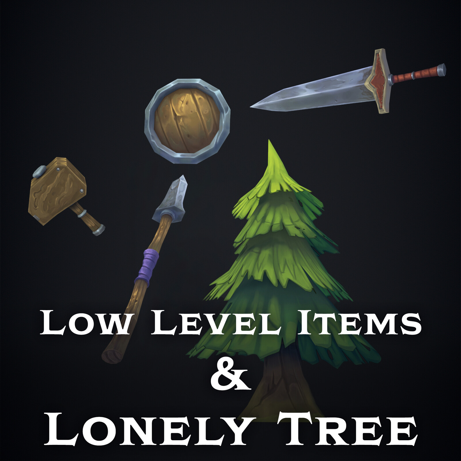 Low Level Items and Lonely Tree | Stylized Hand Painted Items