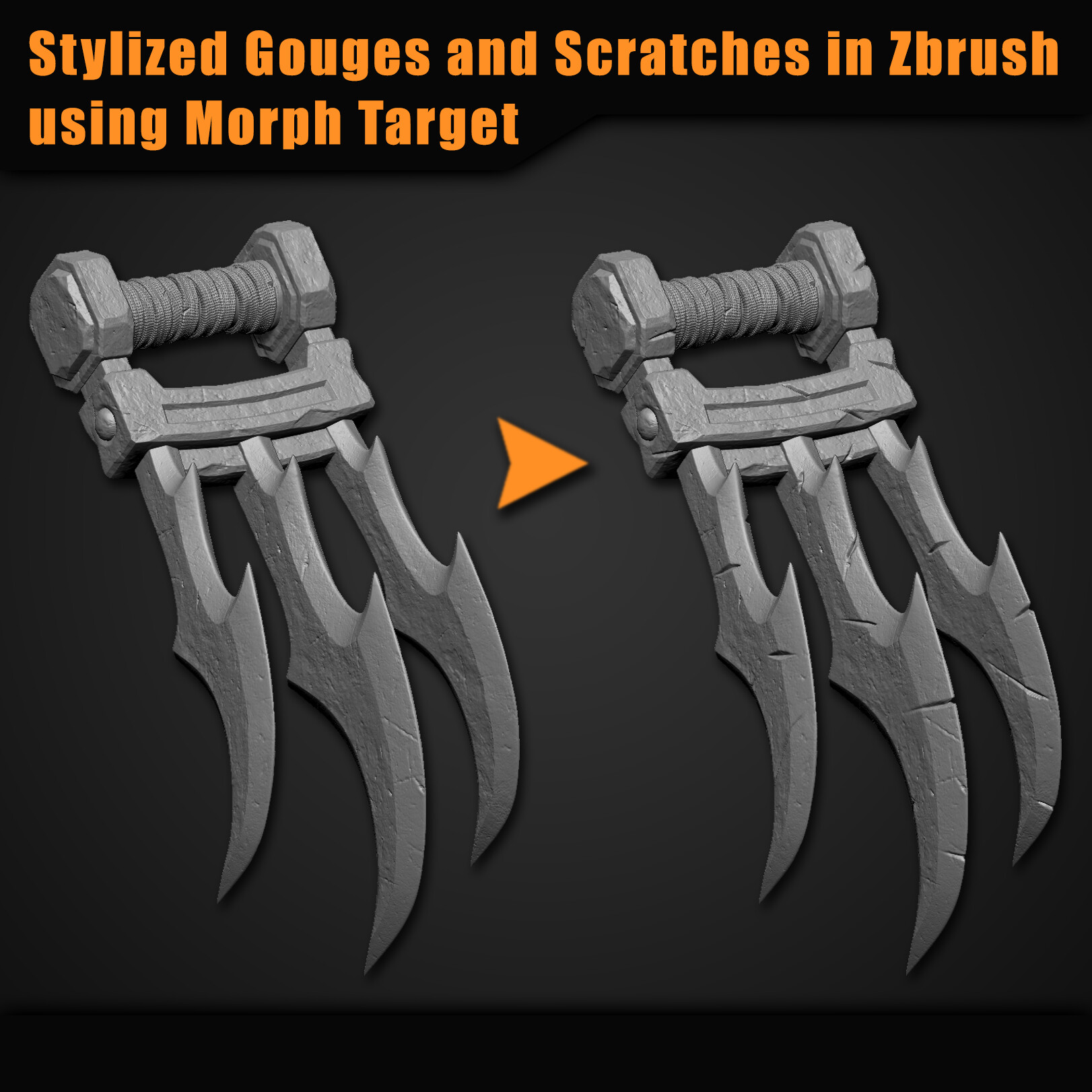 ArtStation - Tutorial - Stylized Gouges and Scratches in Zbrush using ...