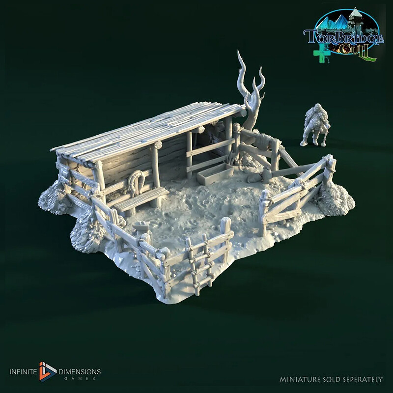 Rickety Donkey Paddock - 3D Printable Miniature for Tabletop Games