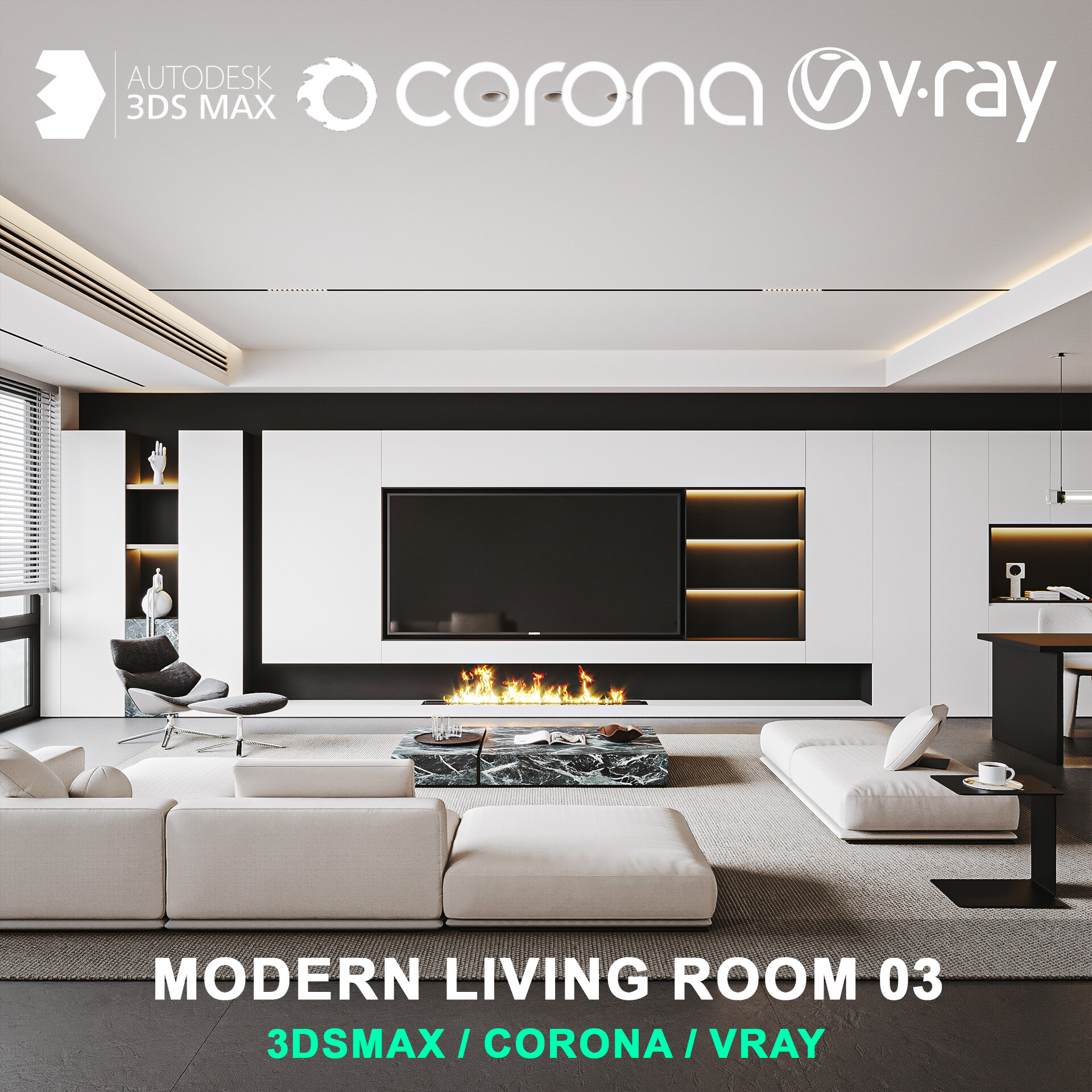 Modern living room 03 for 3DsMax