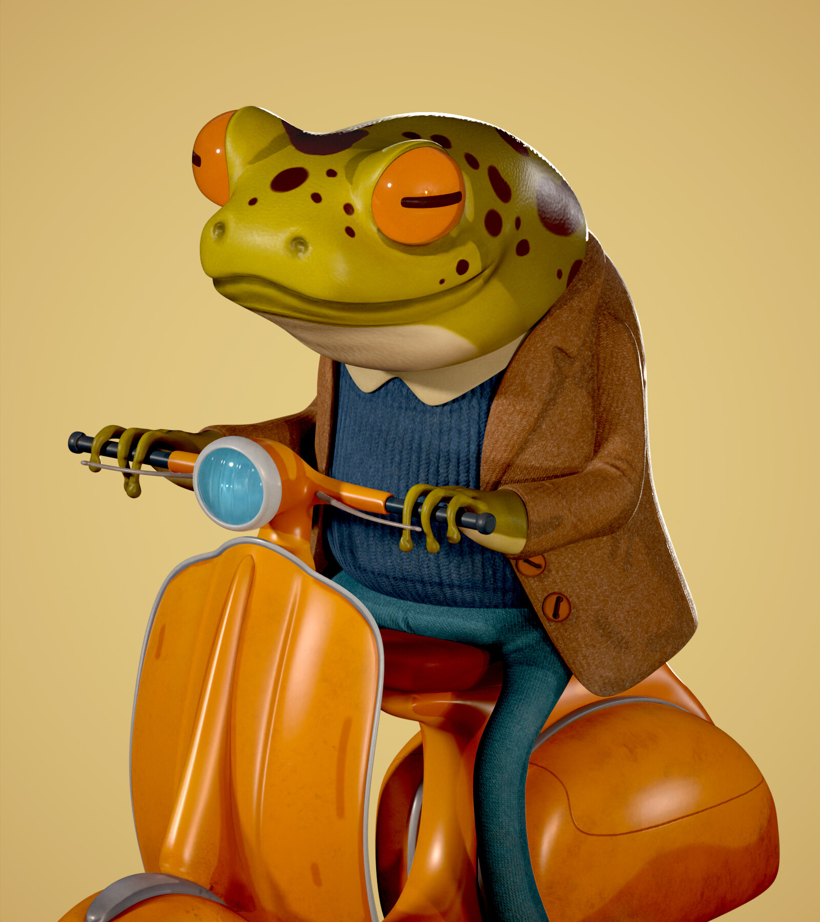 ArtStation - Frog on a scooter 🐸