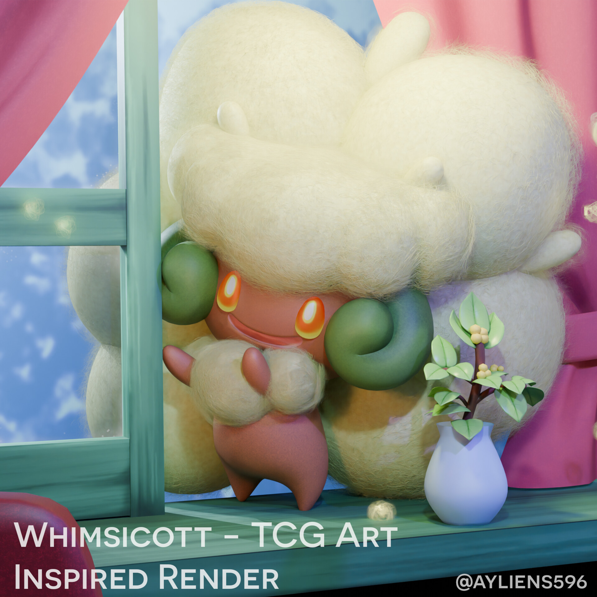 ArtStation - Pokemon TCG Card Art Inspired Fan Render - Whimsicott