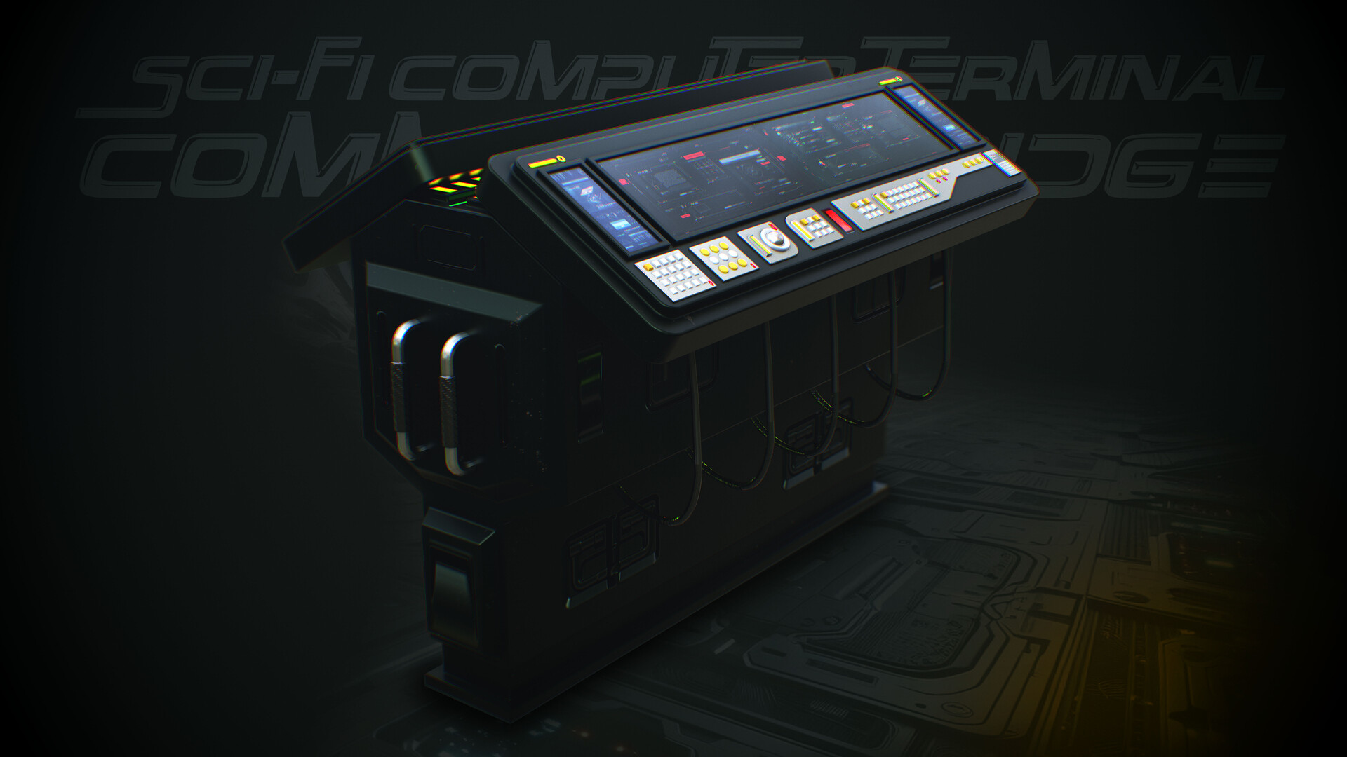 ArtStation - Sci Fi Computer Terminal Command Bridge Low-poly 3D model