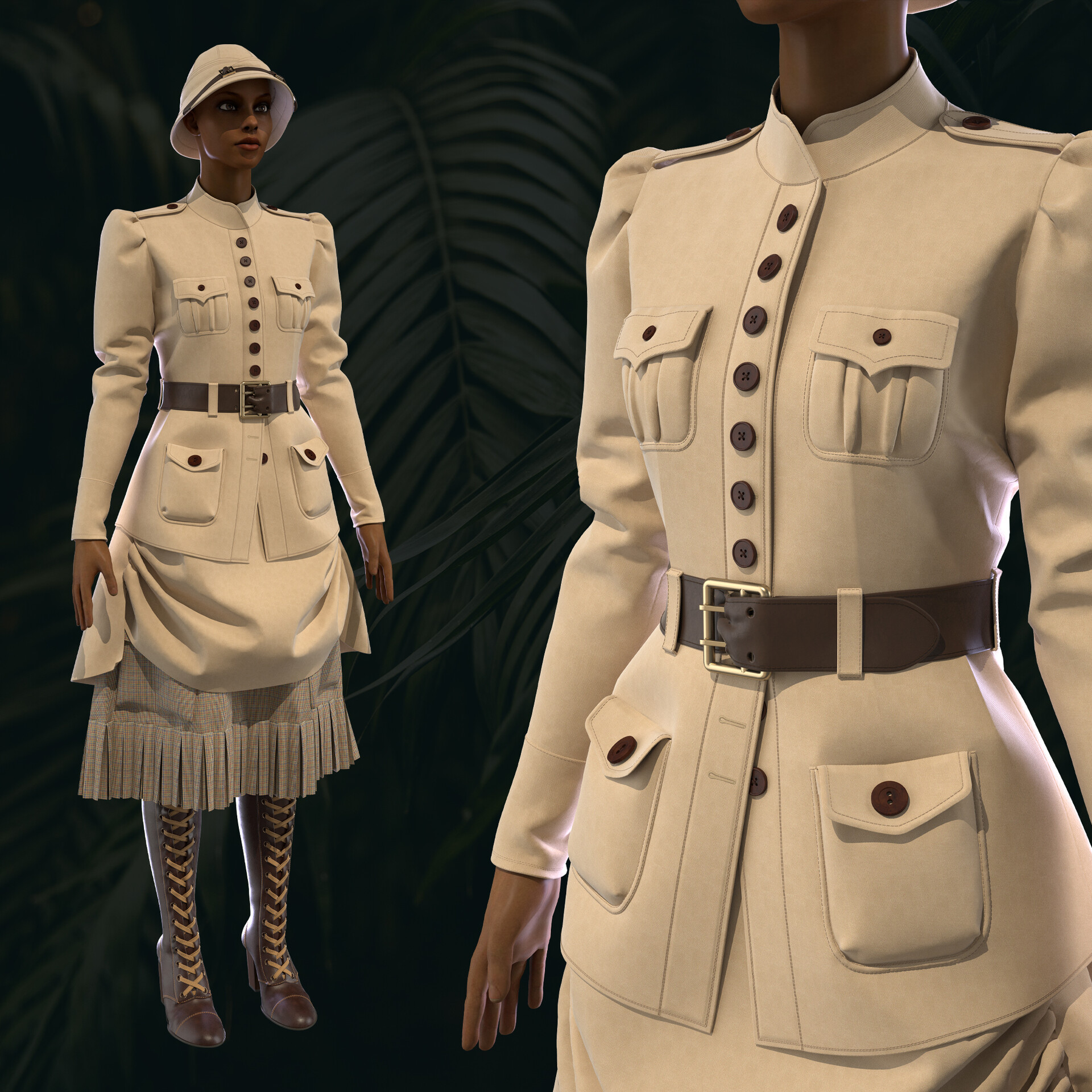 ArtStation - Safari style women's suit