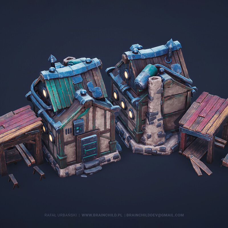 3D Stylized City-Builder/RTS Game Buildings | Game-Ready & Lowpoly  | BLENDER, SUBSTANCE & UNITY