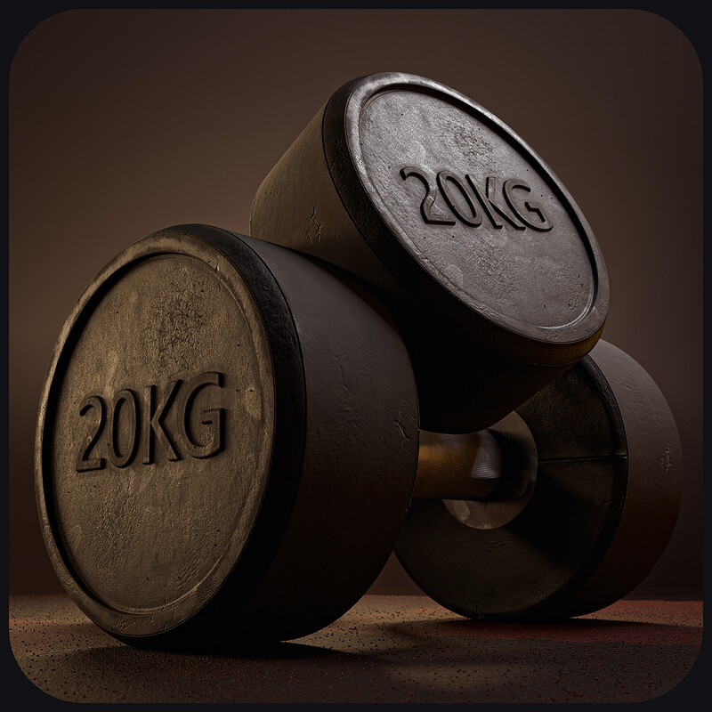  Old Used Gym Dumbbell 3D model