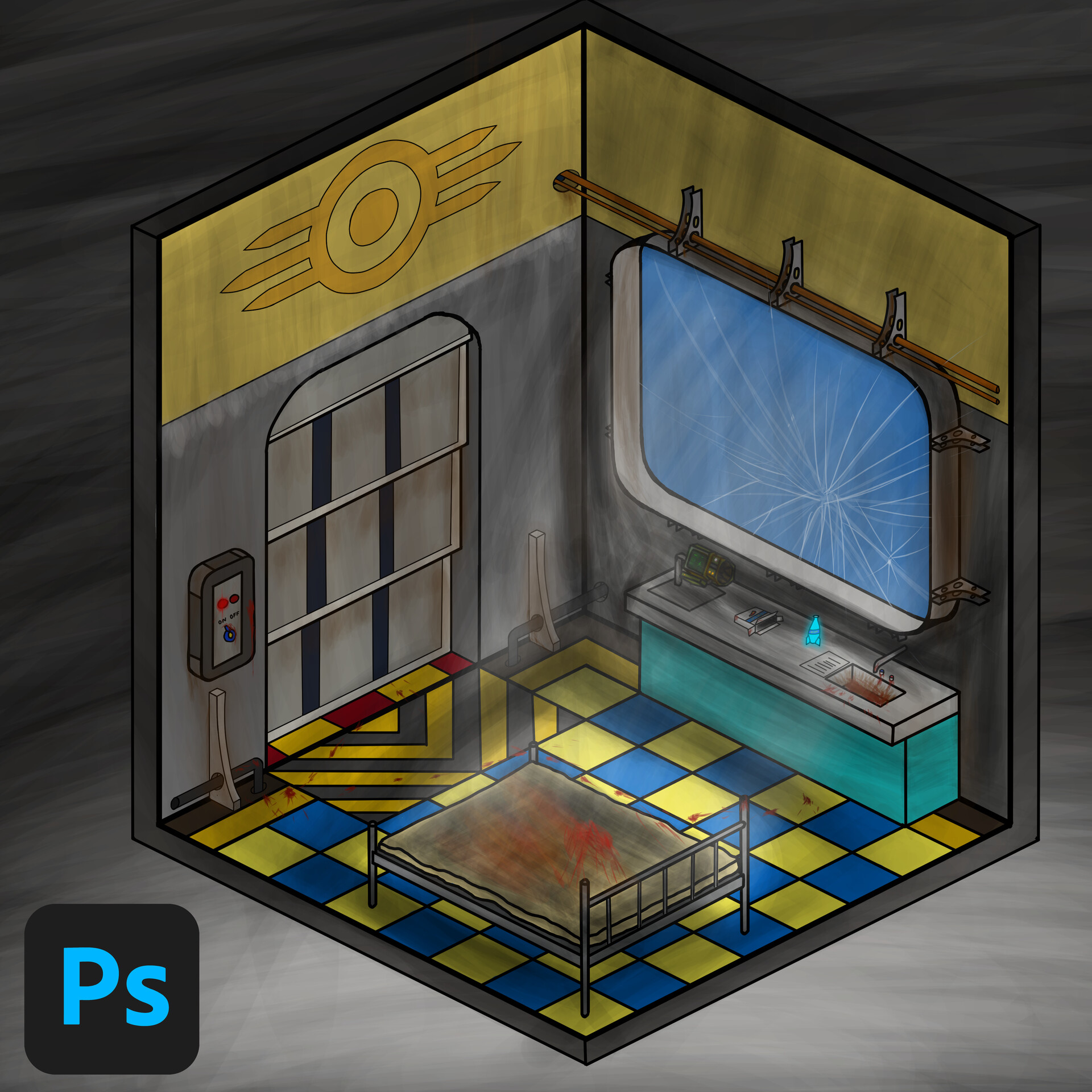 ArtStation - Fallout Isometric Vault Bedroom