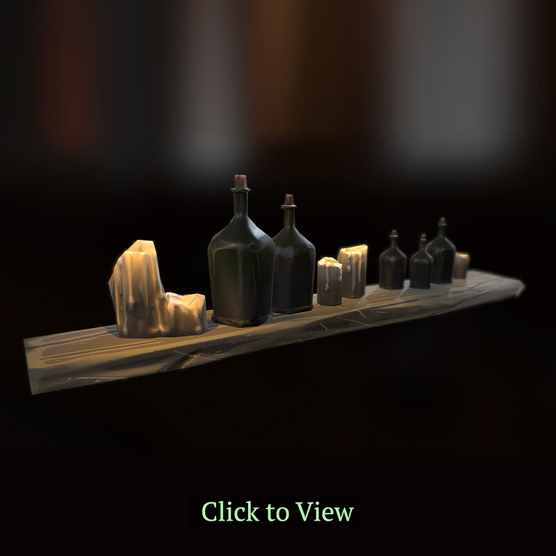 Tavern Bottles and Candles - Stylized Low Poly Props