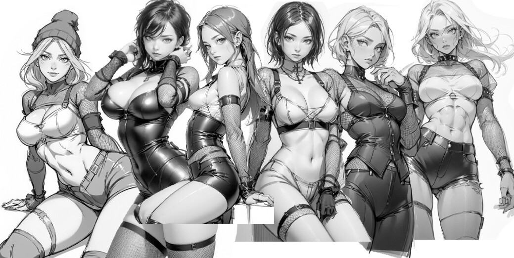 Artstation 396 Various Anime Female Goth Sexy Outfit Sketch Pose Character Design Reference 6225