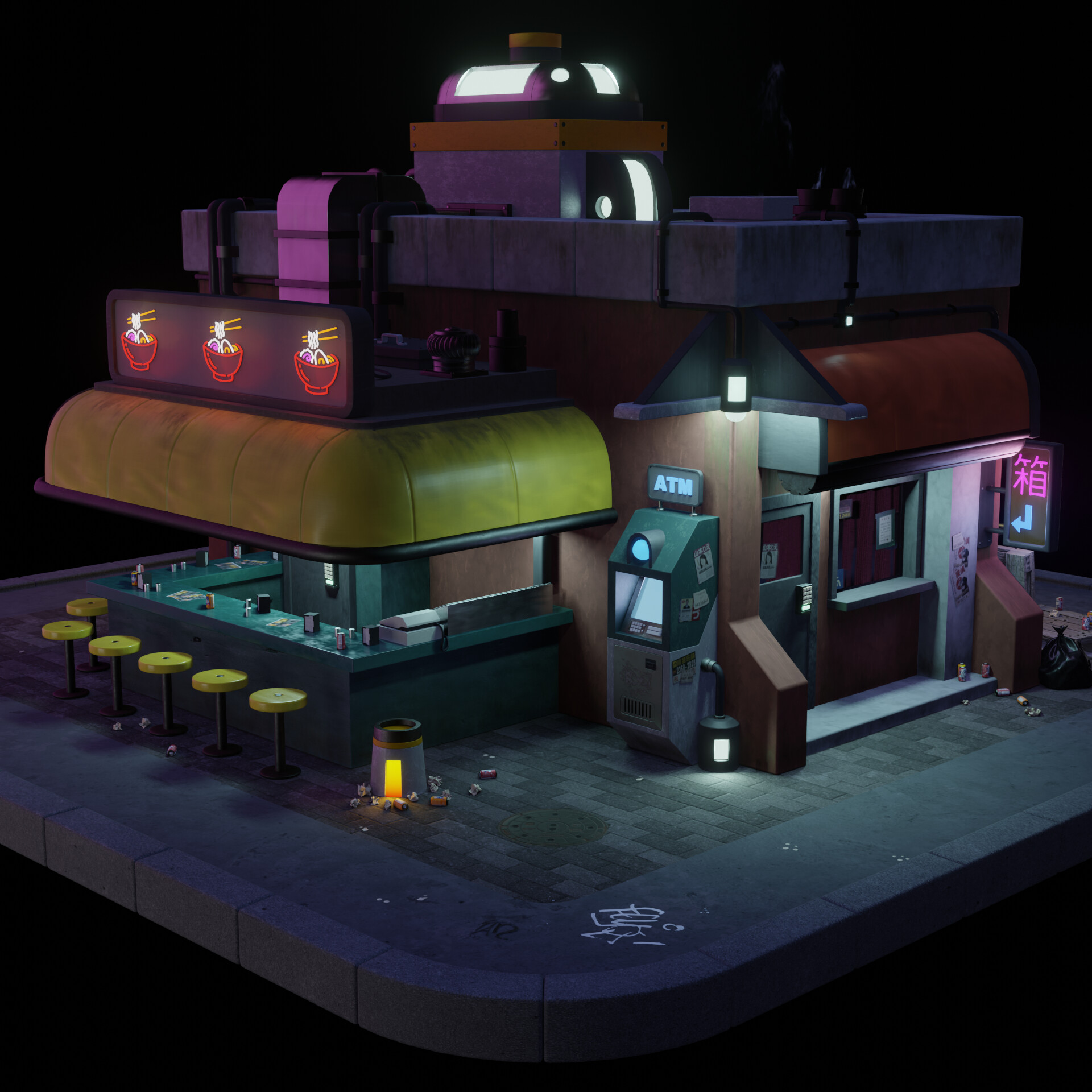 ArtStation - Cyberpunk Bar Diorama