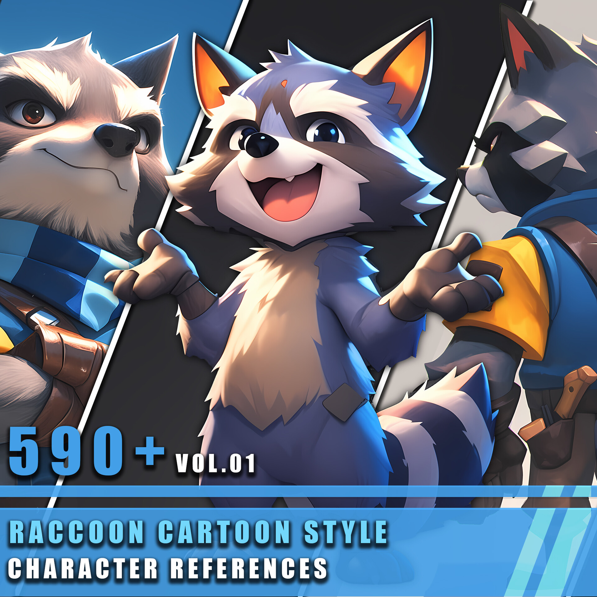 ArtStation - 590+ Raccoon Cartoon Style - Character References Vol.01
