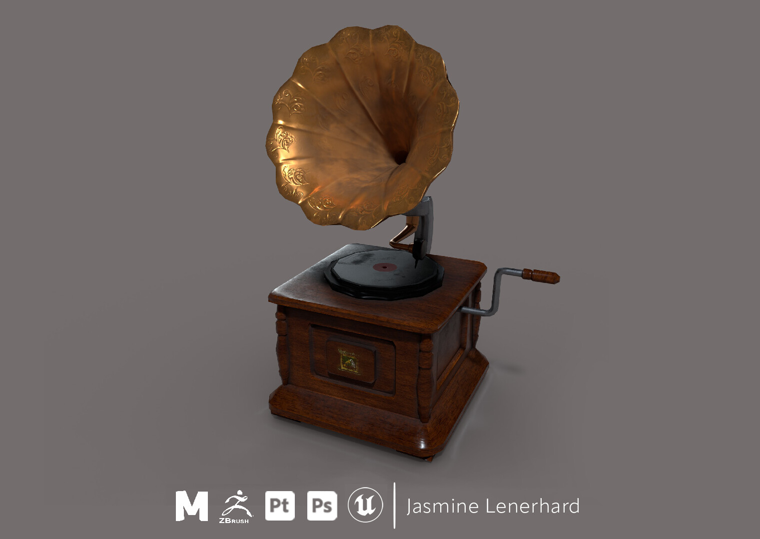 ArtStation - Gramophone - 3D modeling and PBR texturing study