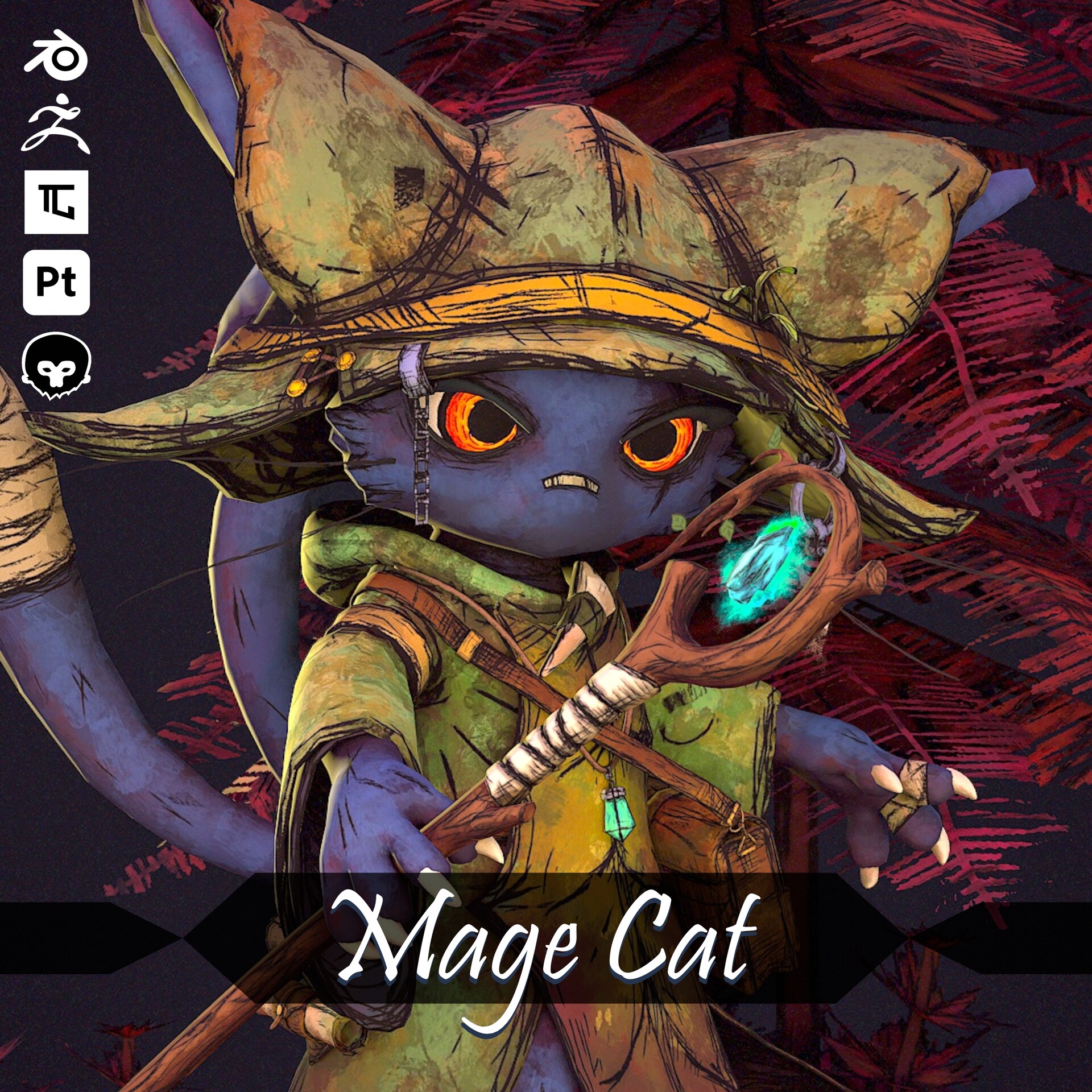 ArtStation - Hand-painted Mage Cat