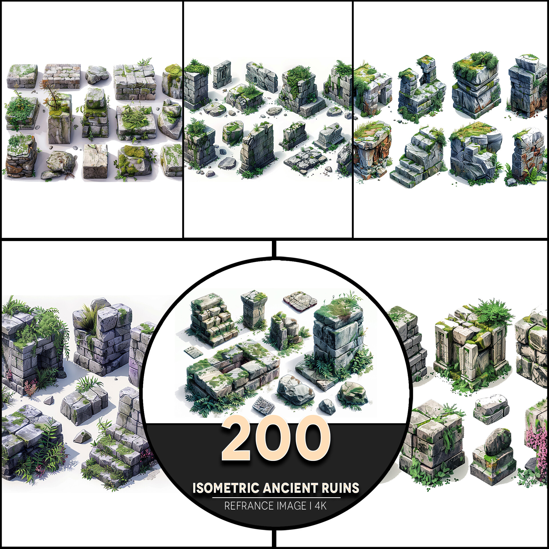 Pixel ref isometric ancient ruins 4k reference concept images