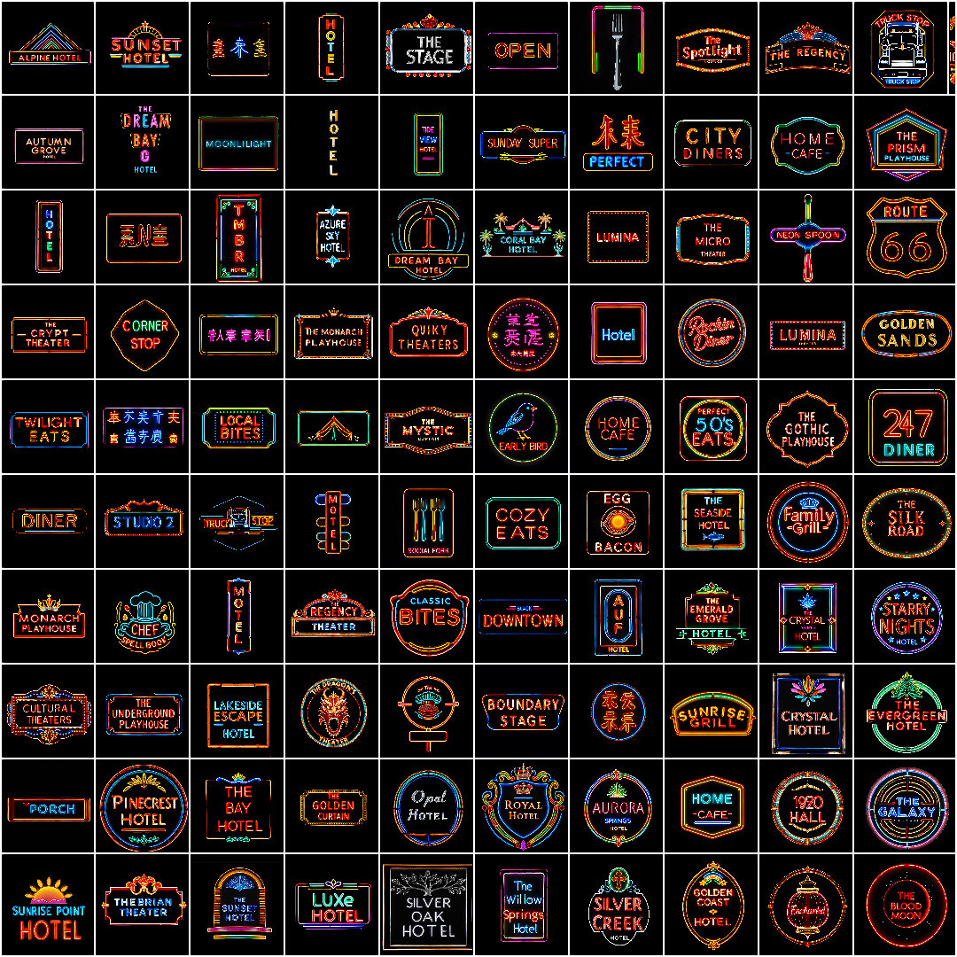 +100 Neon sign 4k textures for environment 