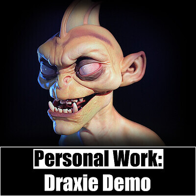 Character Design (3D):  Draxie Bust with process