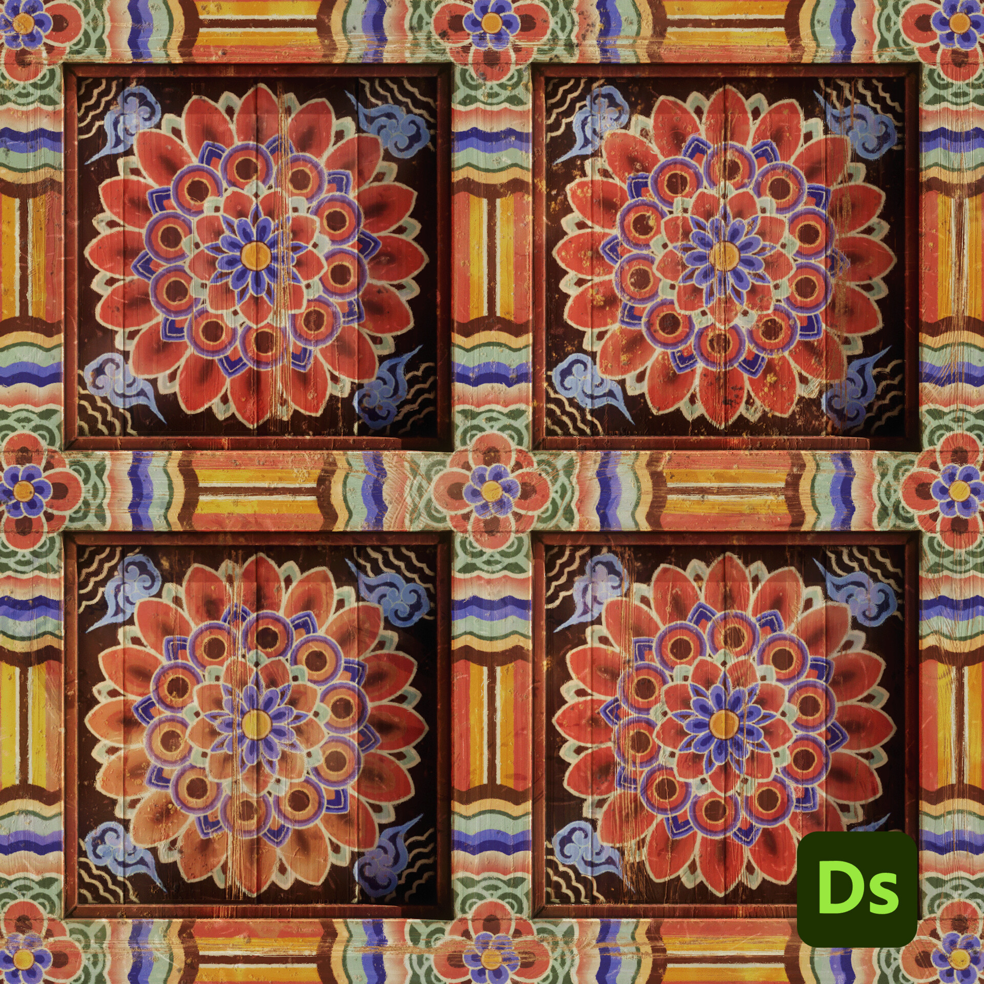 ArtStation - Korean Traditional Pattern / Dancheong - Substance Designer