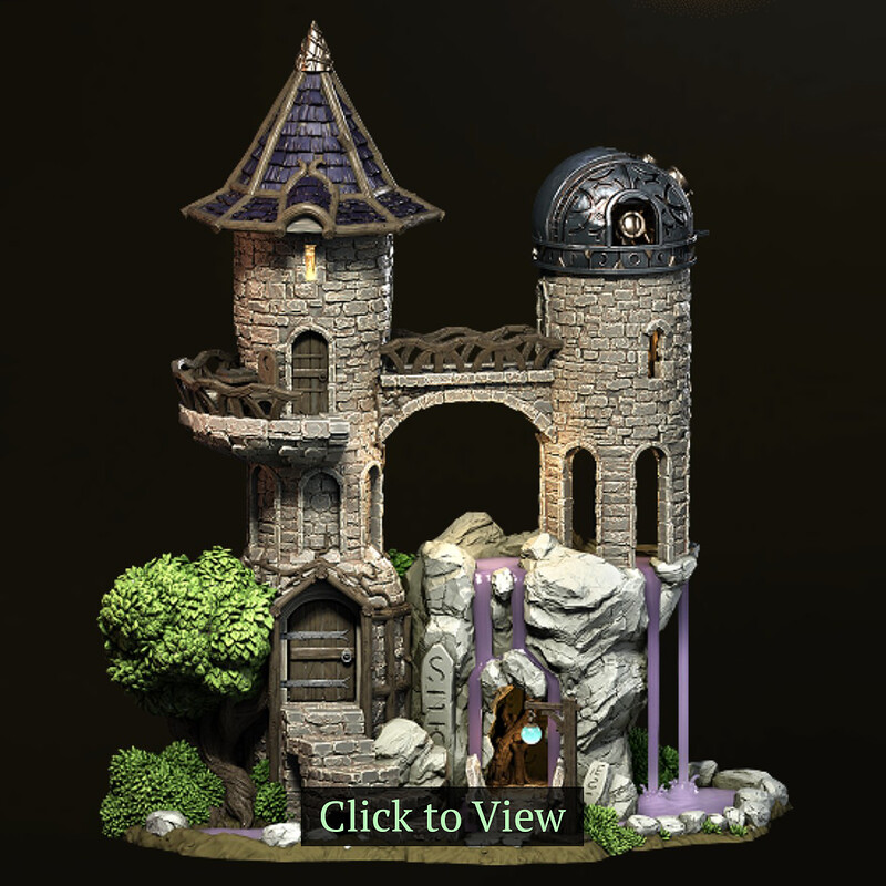 Astronomer's Observatory Tower ~ 3D Printable XL Miniature
