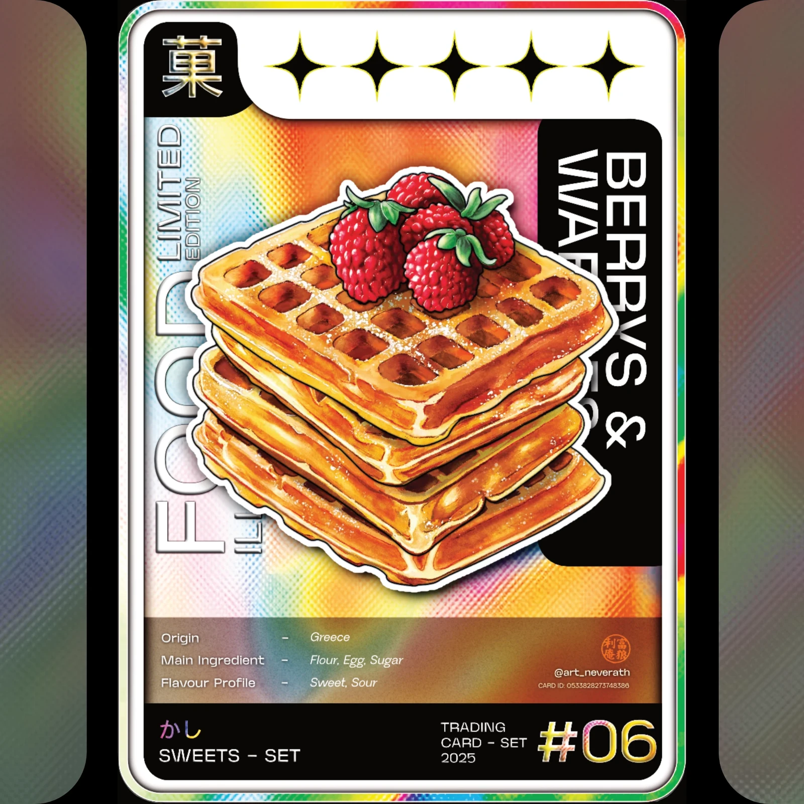 Food Trading Card / Sweets Set / 06 / Berrys &amp; Waffle