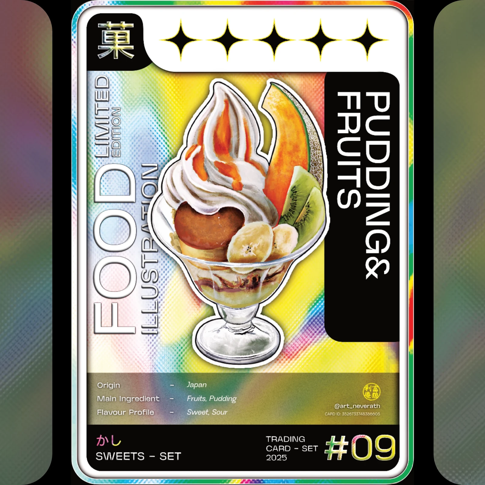 Food Trading Card / Sweets Set / 09 / Pudding &amp; Fruits