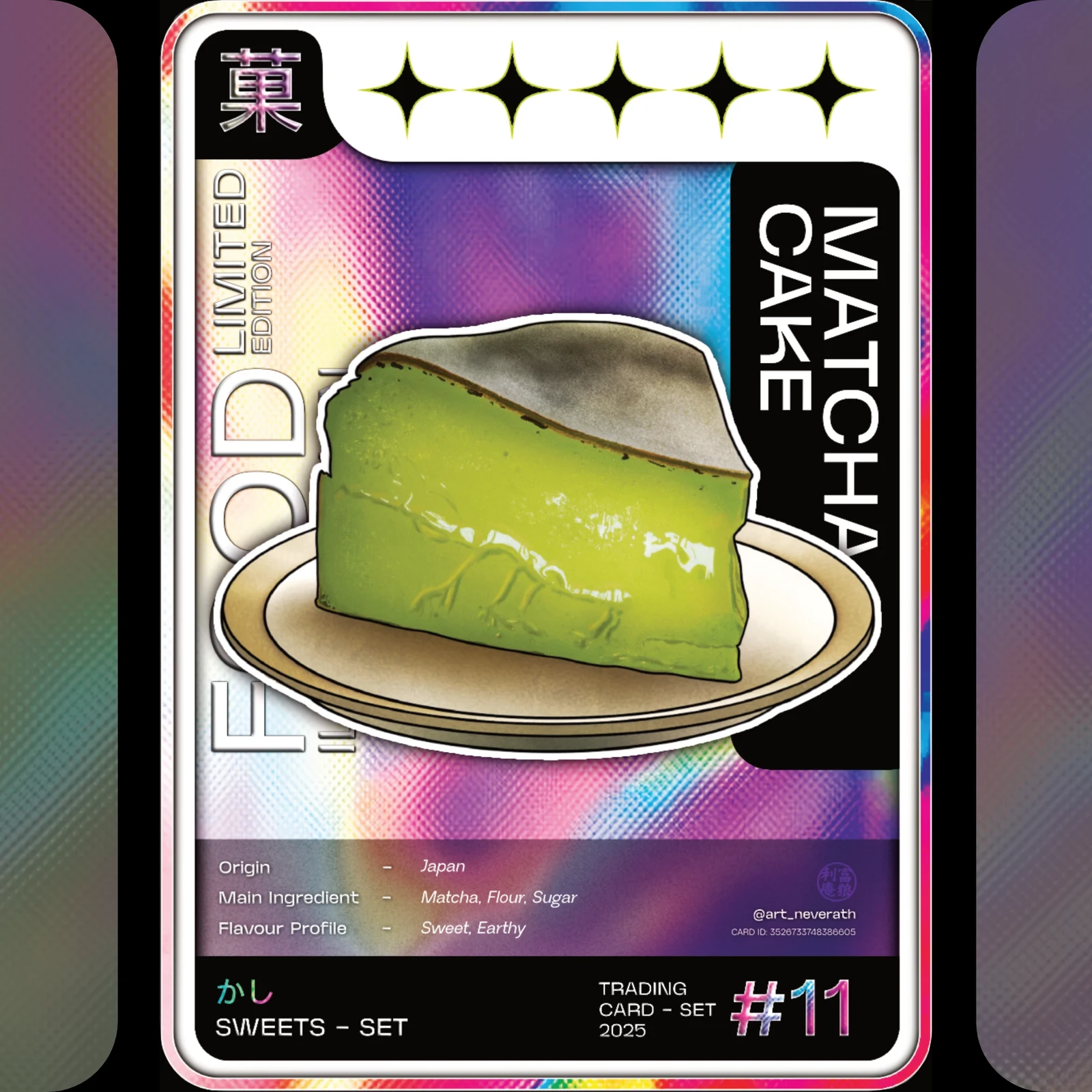 Food Trading Card / Sweets Set / 11 / Matcha Cake
