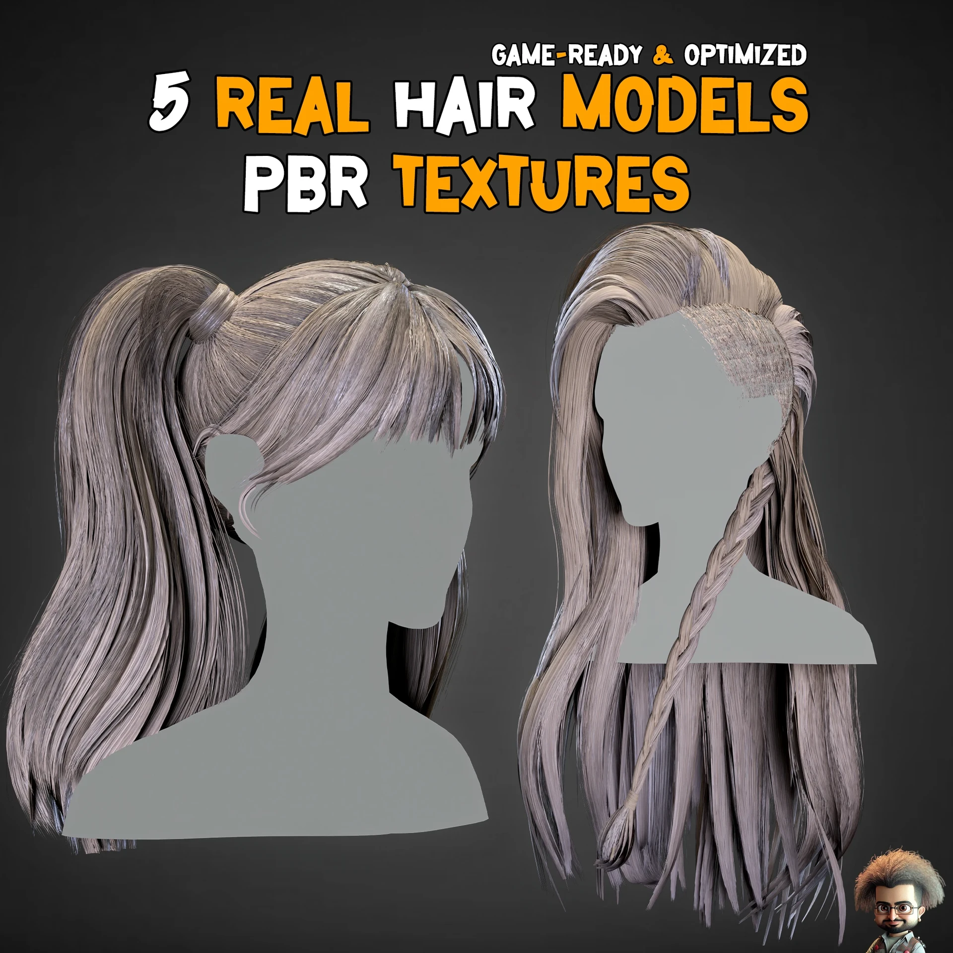 ArtStation - 05 Real Hair Models + PBR Textures - Vol 02 |Game-Ready ...