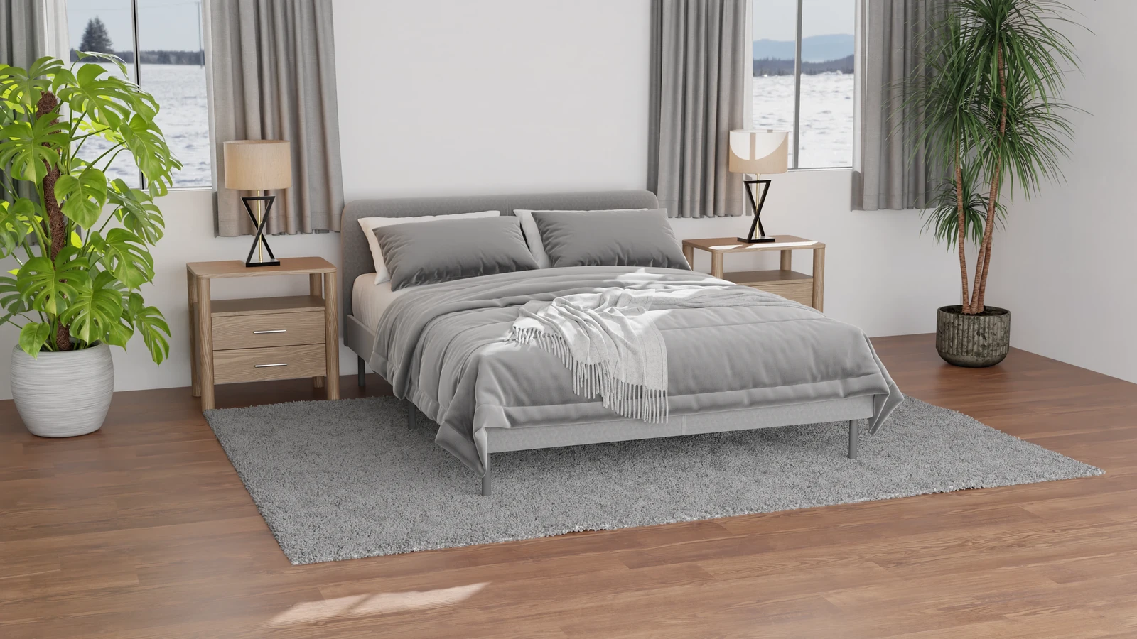 Scandinavian Bedroom: A Winter Scene
