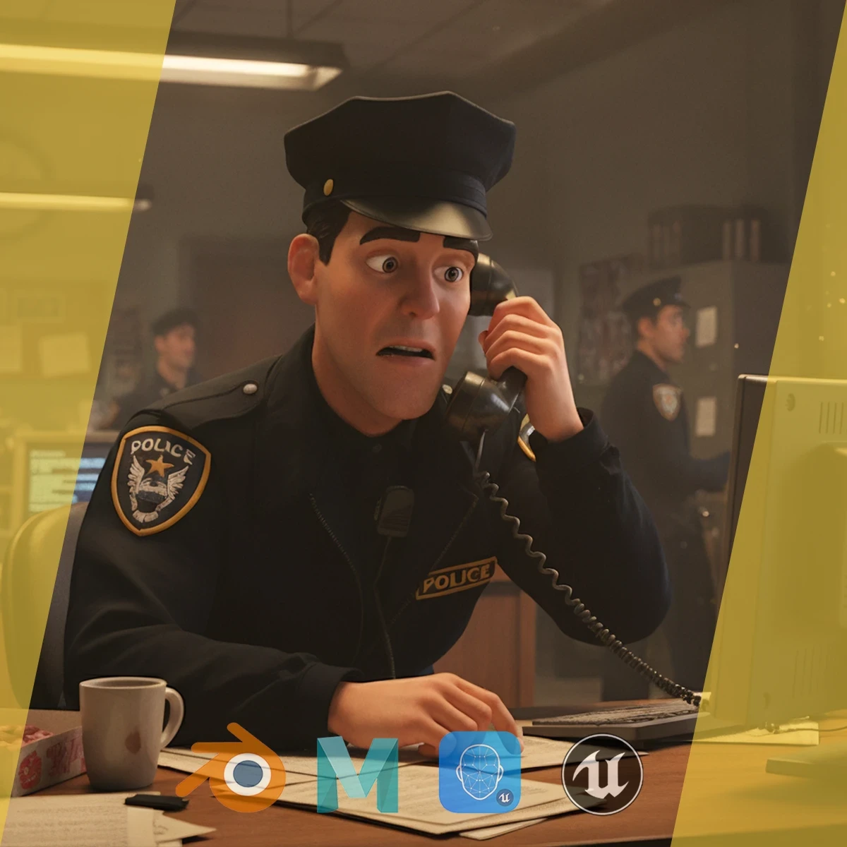 Stylized Cop Cartoon Police Officer Rigged Policeman