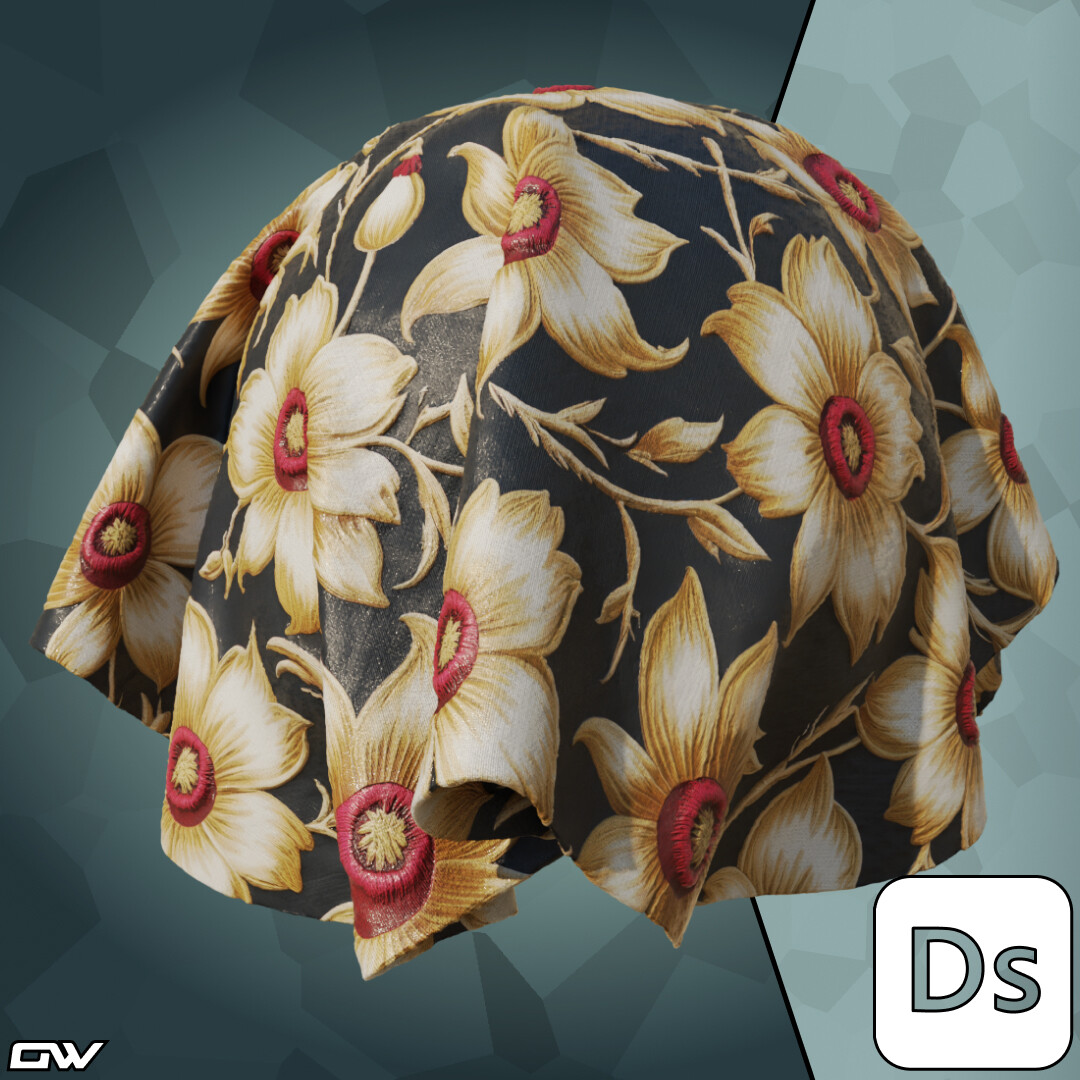 Victorian Damask Floral Fabric