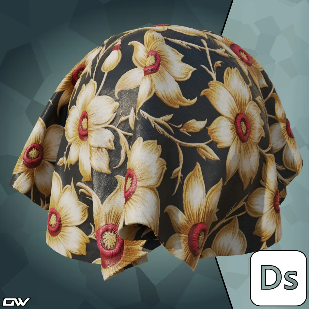 Victorian Damask Floral Fabric