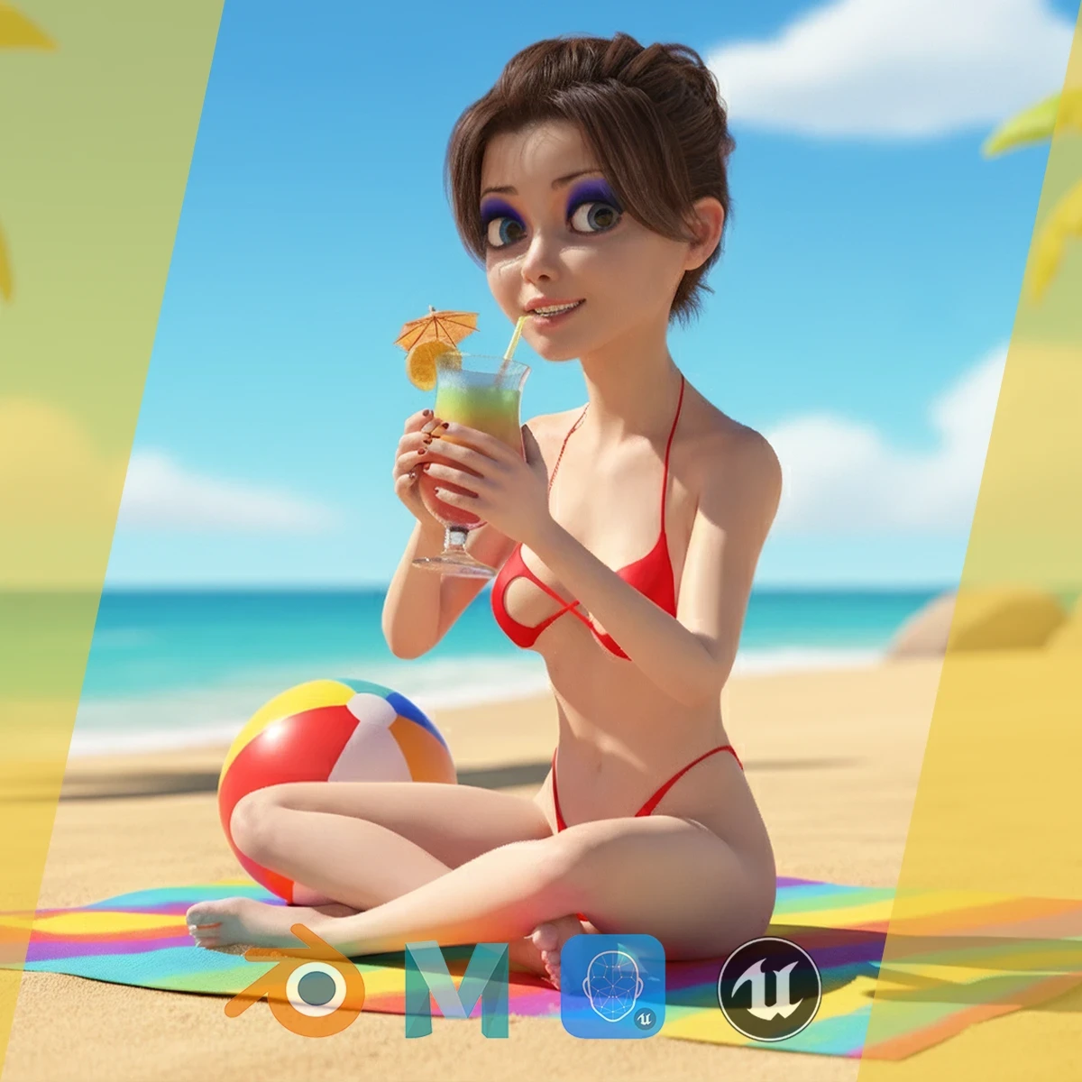VI Stylized Cute Girl semi realistic woman 3D Low-poly 3D model