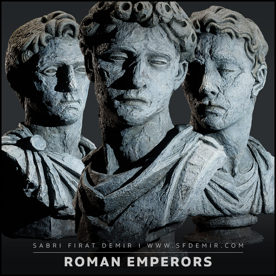 Roman Bust Pack – 3D Collection | Museum-Grade Digital Sculptures for Games, Films &amp; Archviz